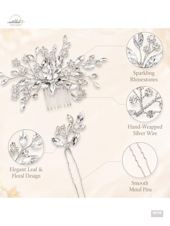 10-Piece Rhinestone Hair Pins Set Crystal Bridal Hair Clips Wedding Accessories